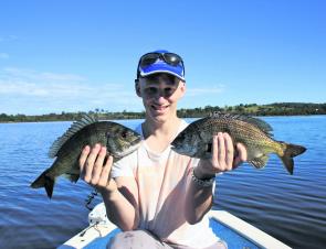 Lockie’s first time using soft plastics resulted in a dozen fish for the morning session.
