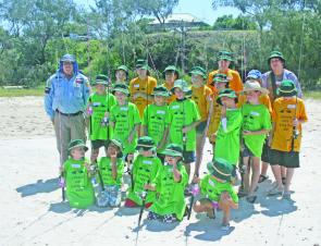 Instructor Gazza Sturdy and the 20 budding junior anglers who participated in the Bundaberg Sportsfishing Club’s Lifestyle Kids Fishing Day for 2009.