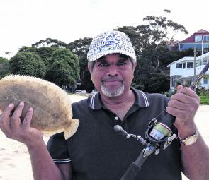 A nice flounder from middle harbour’s Balmoral Beach for Rajiv Kochwalla. Some nice fish are caught here at times.