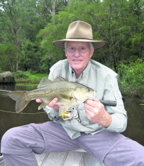 Greg Catt, of Feral Catt Lures, nailed this great bass fishing with the author in between deluges.