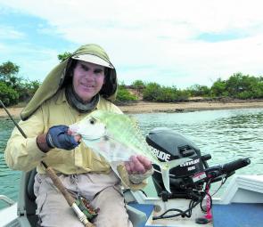 A feisty diamond trevally taken by the author, just one of the more exotic fish from the Cape. 