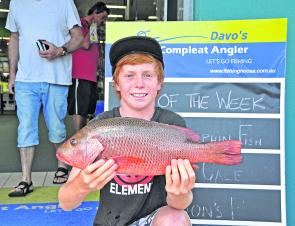 Nic Brewer won the $50 Davo's Fish of the Week prize with the 2.2kg mangrove jack he caught in the Woods Bay. (Photo courtesy of www.fishingnoosa.com.au)