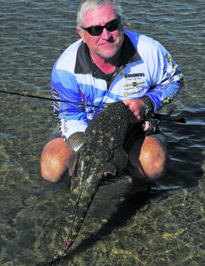 Mark Frendin with an 82cm flattie caught on a Micro Mullet.