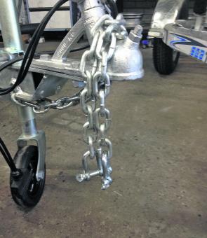 If chain and shackle ratings are not visible, reputable trailer manufacturers should be able to supply you with the necessary certification.
