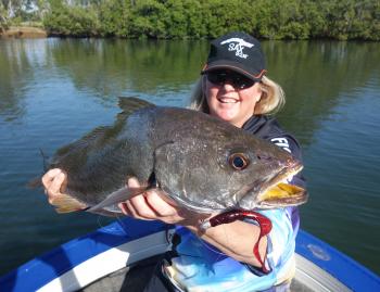 Mandy with a nice school mulloway taken upriver.