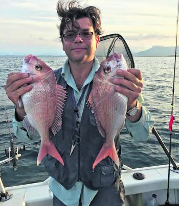 Peter with a couple of nice snapper off Bellambi.