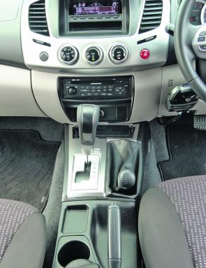 The stubby lever on the centre console will ensure the Triton’s 4x4 system is on hand. 