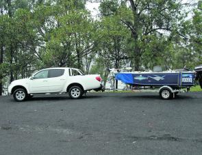 On a rainy day the Triton’s 4WD system proved its worth at Maroon Dam. 