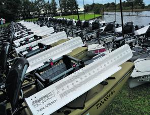 Competitors were supplied with 2015 model Hobie Pro Angler 12s with Lowrance Elite-4 HDI sounders, Power-Pole Micros and Ram mounts and accessories.