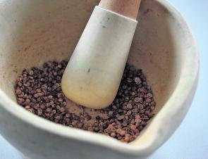 Crush up all the seeds – a mortar and pestle makes the job easy.