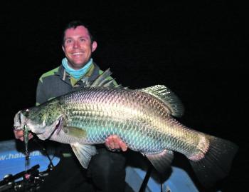 Ian Ryan nailed his biggest barra ever at Monduran on a trip late last year. The fish have been easy to find but tough to fool. They turned it on once it was dark.