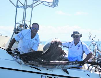 Andrew and Doug with a sailfish they caught at Barwon Banks.