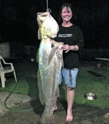 When fishing Old Bar Beach with her husband, Janine Roberts caught the biggest fish, earning bragging rights for months to come.