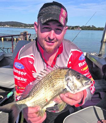 Fishing Monthly reader Damien Gough with a Gulp shrimp caught bream from the leases.