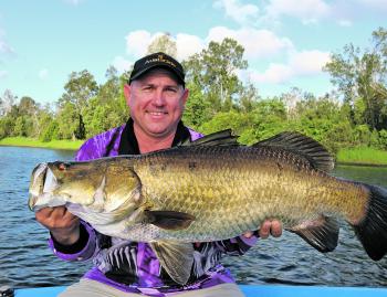 Escaped dam barra will be a big drawcard to the rivers below some of the lakes. In the freshwater they are safe from netters and there are some big fish on offer like this healthy specimen caught by Adam Krautz.