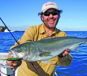 Lure designer Patrick Sébile with a thumping IGFA record Jervis Bay salmon taken on one of his Stick Shadds.