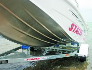 The Stacer 409SF comes on a custom built Stacer trailer with skids and full rollers.